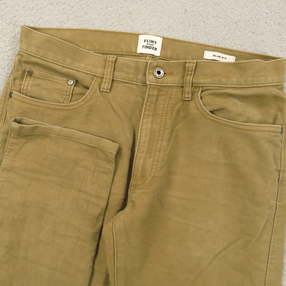 Flint and Tinder Pant 31x32 Slim Fit 365 Khaki Earth Brown Huckberry Travel Jean